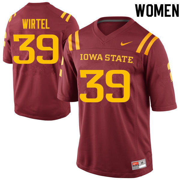 Iowa State Cyclones Women's #39 Steven Wirtel Nike NCAA Authentic Cardinal College Stitched Football Jersey RB42J14BK